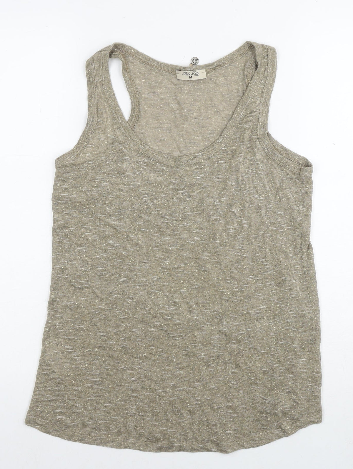Pako Litto Womens Beige Viscose Basic Tank Size M Round Neck