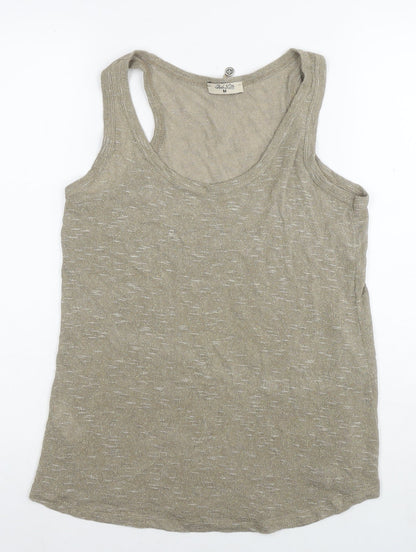 Pako Litto Womens Beige Viscose Basic Tank Size M Round Neck
