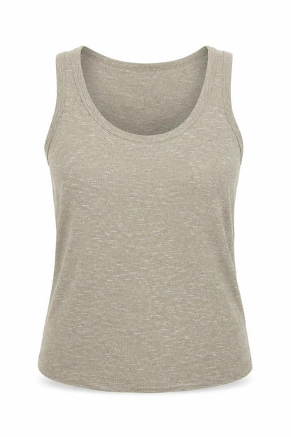Pako Litto Womens Beige Viscose Basic Tank Size M Round Neck