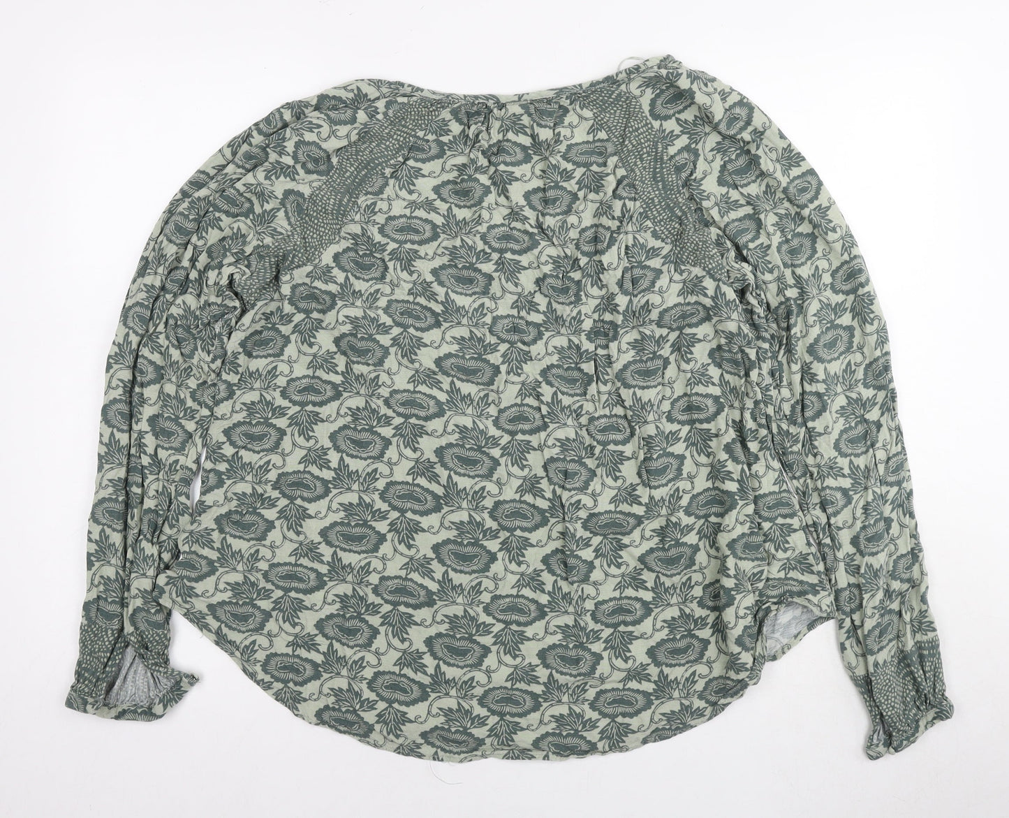 Knox Rose Womens Green Floral Viscose Basic Blouse Size L Boat Neck