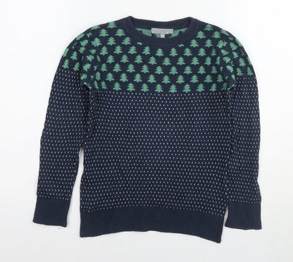 IBC Girls Blue Round Neck Cotton Pullover Jumper Size 7-8 Years Pullover - Christmas Jumper