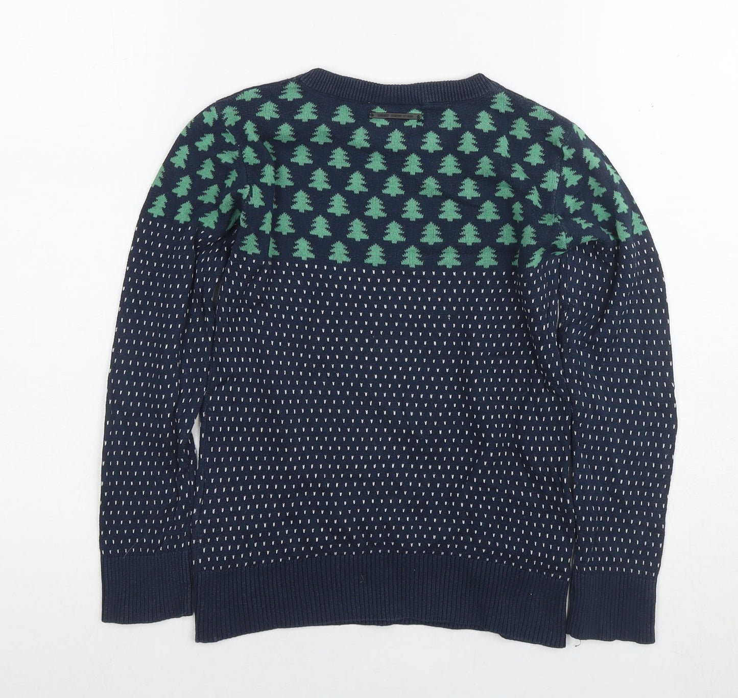 IBC Girls Blue Round Neck Cotton Pullover Jumper Size 7-8 Years Pullover - Christmas Jumper