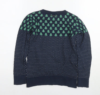IBC Girls Blue Round Neck Cotton Pullover Jumper Size 7-8 Years Pullover - Christmas Jumper