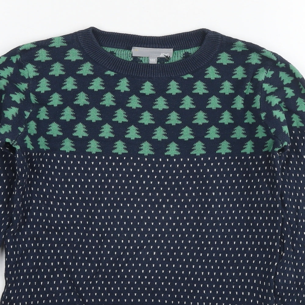 IBC Girls Blue Round Neck Cotton Pullover Jumper Size 7-8 Years Pullover - Christmas Jumper