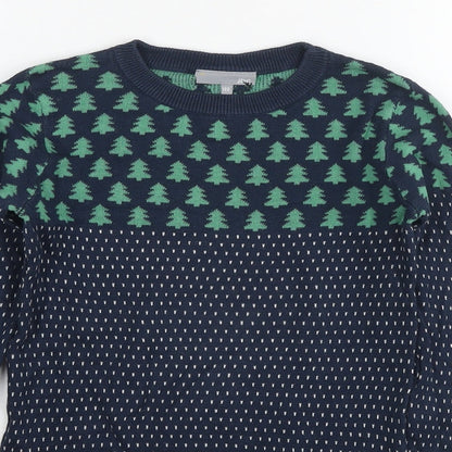 IBC Girls Blue Round Neck Cotton Pullover Jumper Size 7-8 Years Pullover - Christmas Jumper