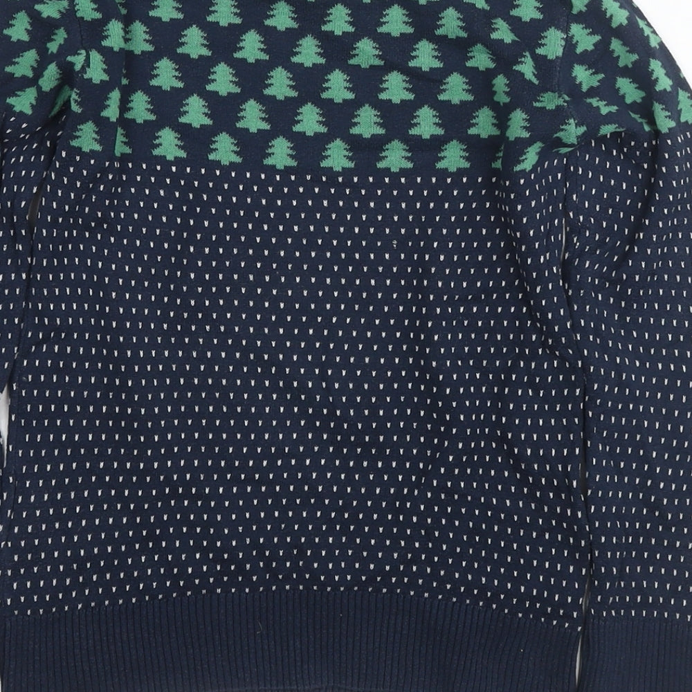 IBC Girls Blue Round Neck Cotton Pullover Jumper Size 7-8 Years Pullover - Christmas Jumper