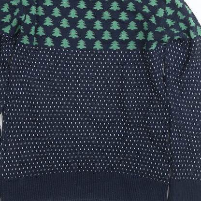 IBC Girls Blue Round Neck Cotton Pullover Jumper Size 7-8 Years Pullover - Christmas Jumper