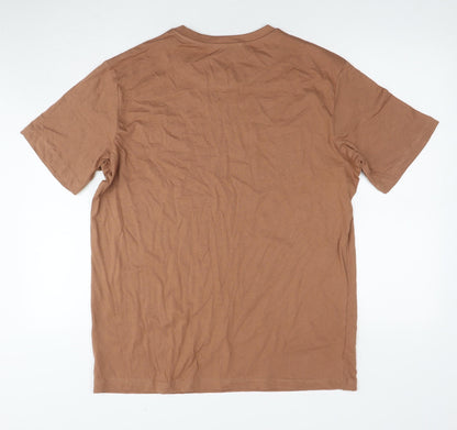 Garment Makers Mens Brown Cotton T-Shirt Size XL Round Neck - Happy Planet