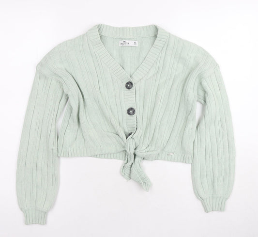 Womens UK Size XS Hollister Green Cardigan Jumper