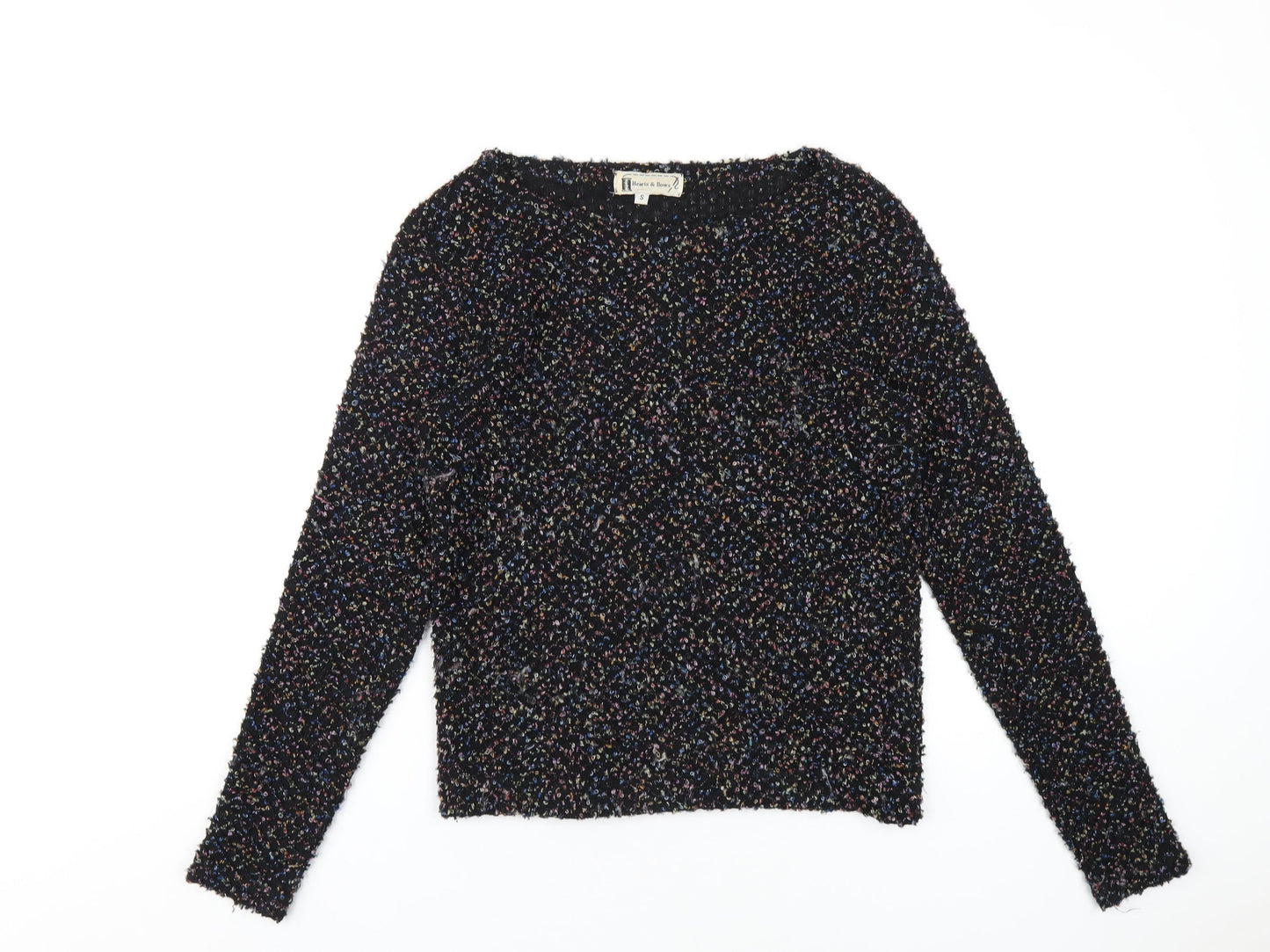 Hearts & Bows Womens Black Round Neck Acrylic Pullover Jumper Size S