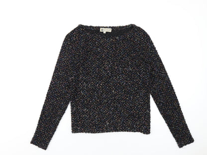 Hearts & Bows Womens Black Round Neck Acrylic Pullover Jumper Size S