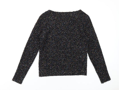 Hearts & Bows Womens Black Round Neck Acrylic Pullover Jumper Size S