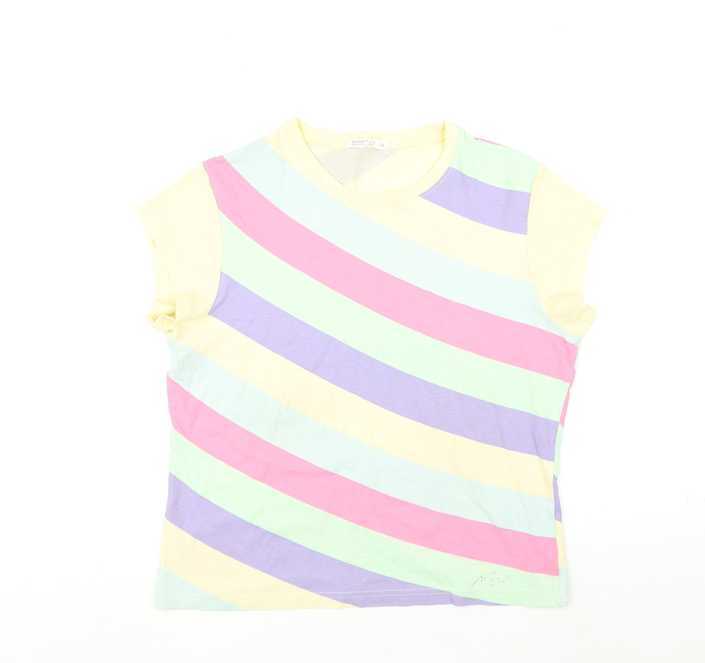 Womens UK Size 14 Butterfly Multicoloured Basic T-Shirt