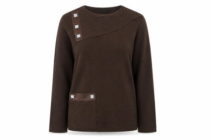 Fatos Womens Brown Round Neck Wool Pullover Jumper Size 14
