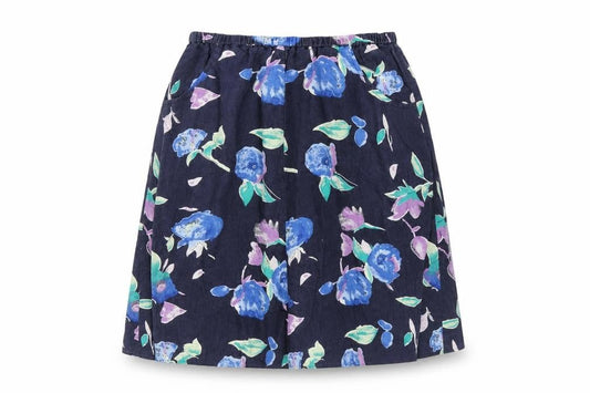 Carr & westley Womens Blue Floral Linen A-Line Skirt Size 14