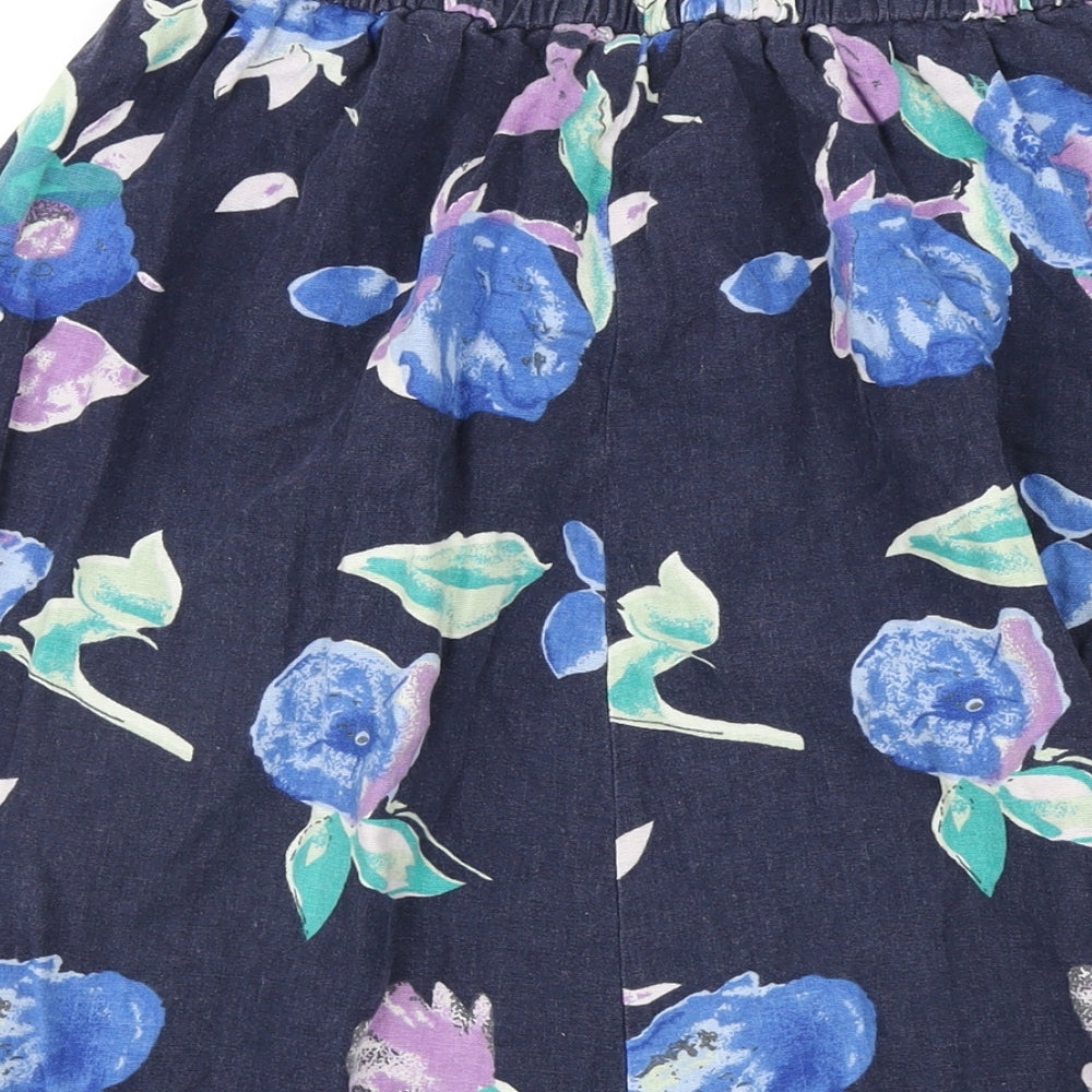 Carr & westley Womens Blue Floral Linen A-Line Skirt Size 14
