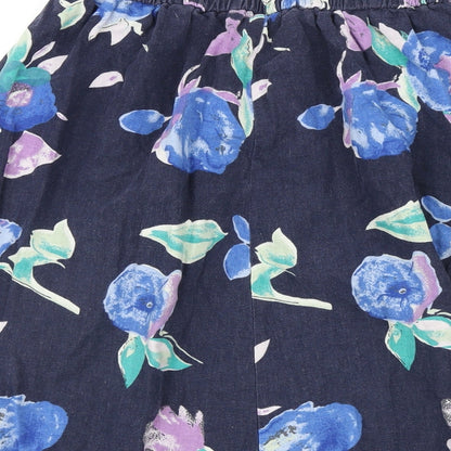 Carr & westley Womens Blue Floral Linen A-Line Skirt Size 14