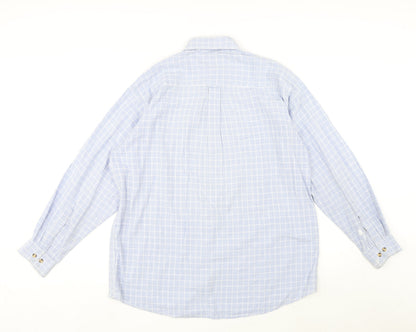 Glenhusky Mens Blue Plaid Cotton Button-Up Size M Collared Button