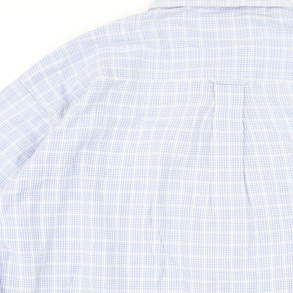 Glenhusky Mens Blue Plaid Cotton Button-Up Size M Collared Button