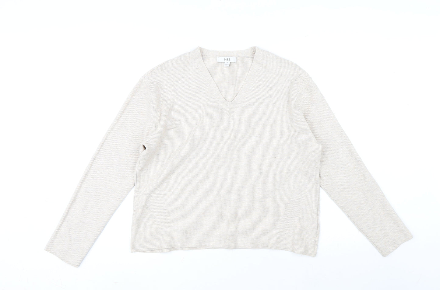 Womens UK Size M Marks and Spencer Beige Pullover Jumper