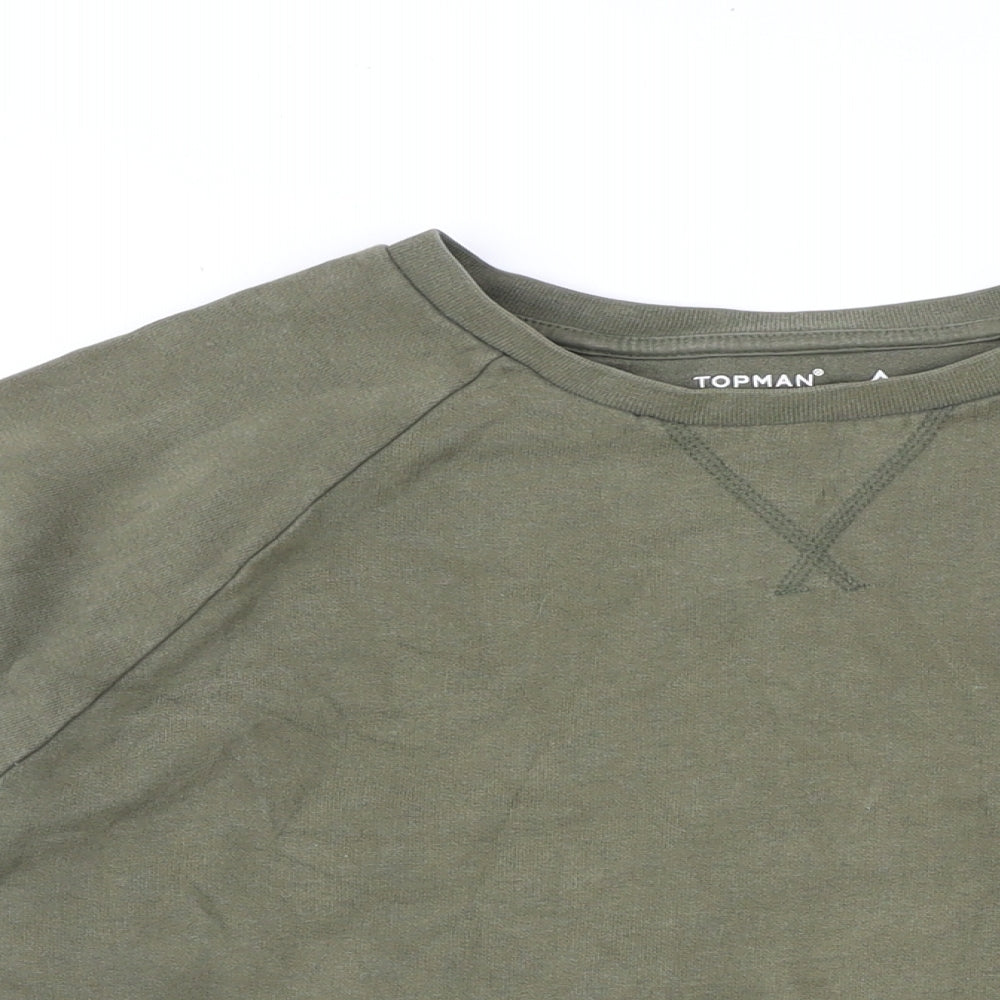Topman Mens Green Cotton Pullover Sweatshirt Size M