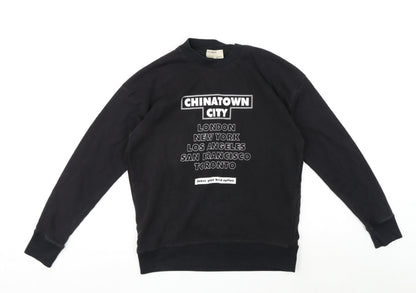Mens UK Size S Pull&Bear Black Pullover Sweatshirt