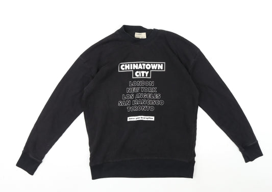 Mens UK Size S Pull&Bear Black Pullover Sweatshirt