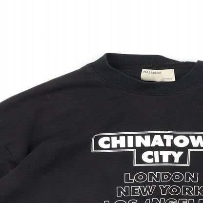 Mens UK Size S Pull&Bear Black Pullover Sweatshirt