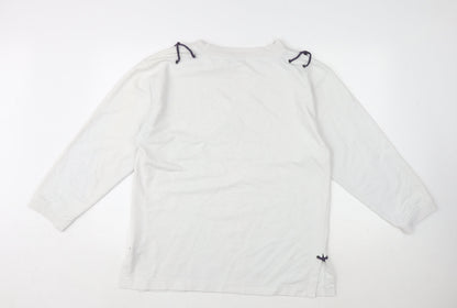 DASH Womens White Cotton Pullover Sweatshirt Size M Pullover