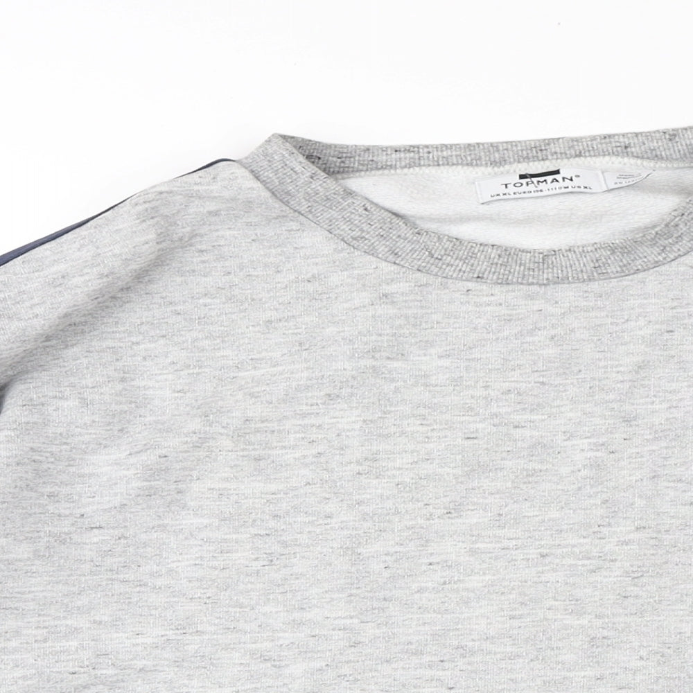 Topman Mens Grey Cotton Pullover Sweatshirt Size XL