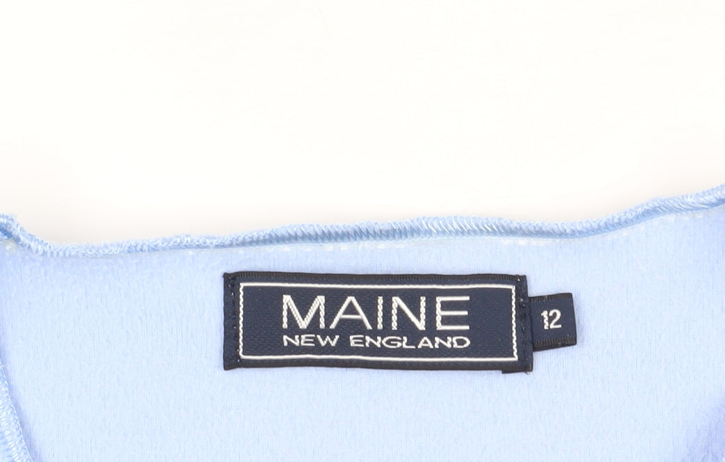 Womens UK Size 12 Maine New England Blue Basic Blouse