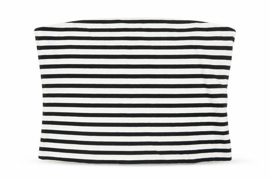 Front view of Marks & Spencer Striped Strapless Tank Black White XL