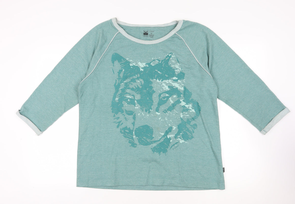 Additional front view of Trigema Green Wolf Graphic Pullover Sweatshirt XL
