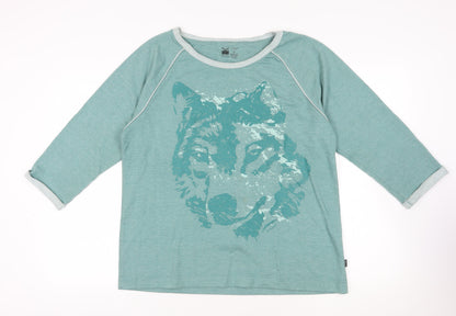 Additional front view of Trigema Green Wolf Graphic Pullover Sweatshirt XL