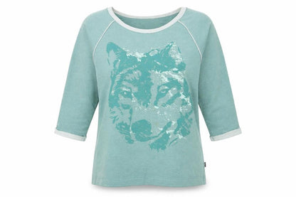 Front view of Trigema Green Wolf Graphic Pullover Sweatshirt XL