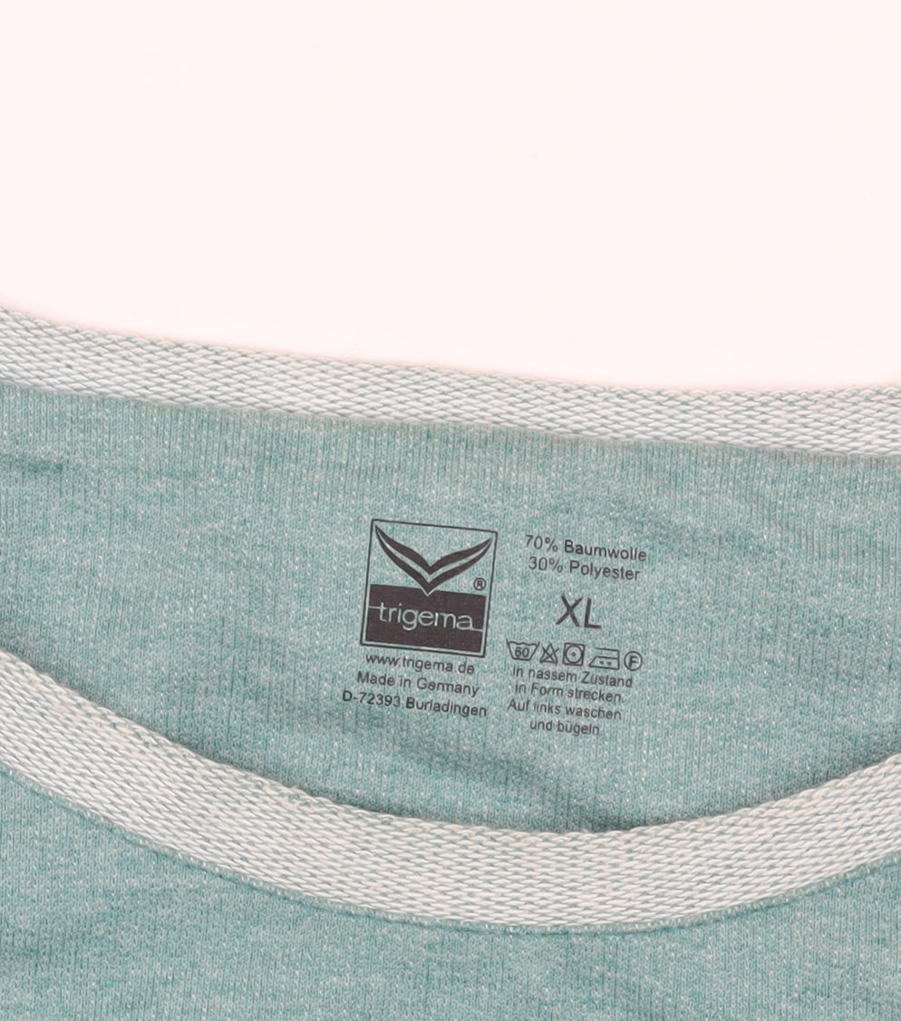 Close-up detail of Trigema Green Wolf Graphic Pullover Sweatshirt XL