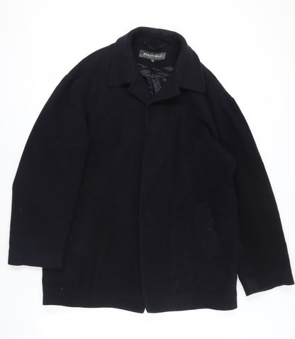 Austin Reed Black Wool Cashmere Overcoat Size 40