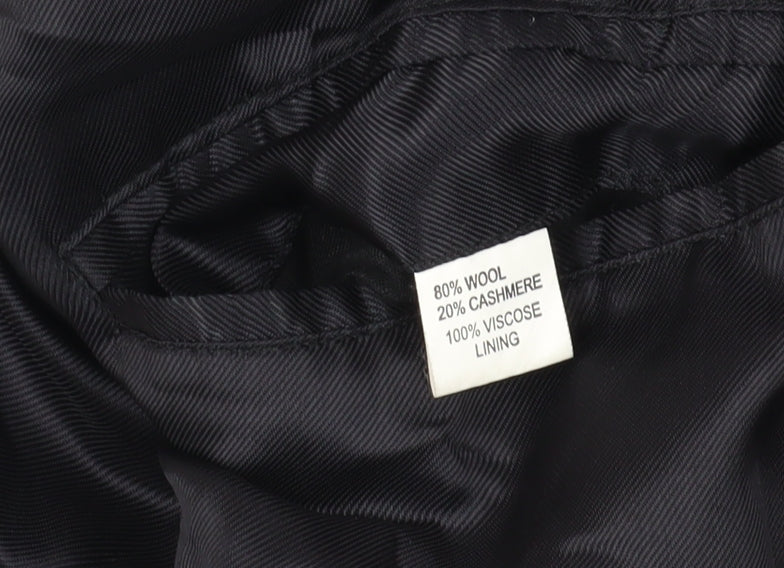 Austin Reed Black Wool Cashmere Overcoat Size 40