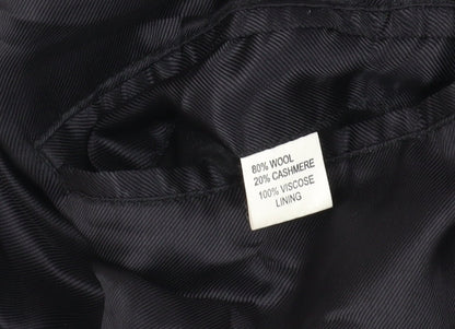 Austin Reed Black Wool Cashmere Overcoat Size 40