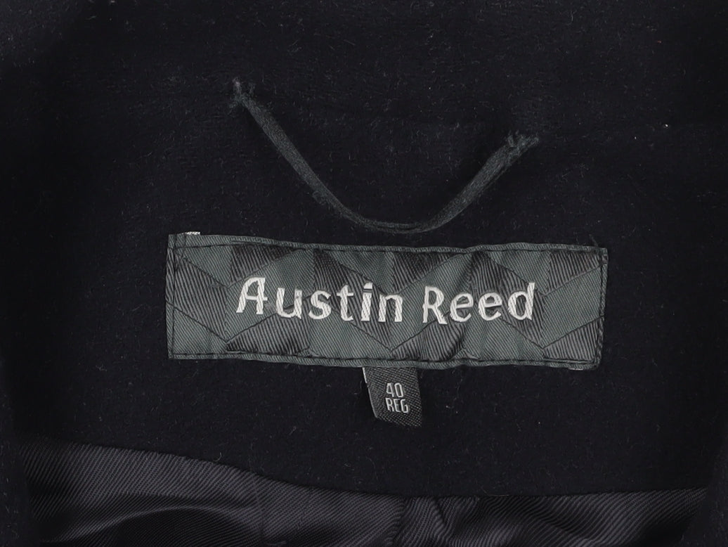Austin Reed Black Wool Cashmere Overcoat Size 40