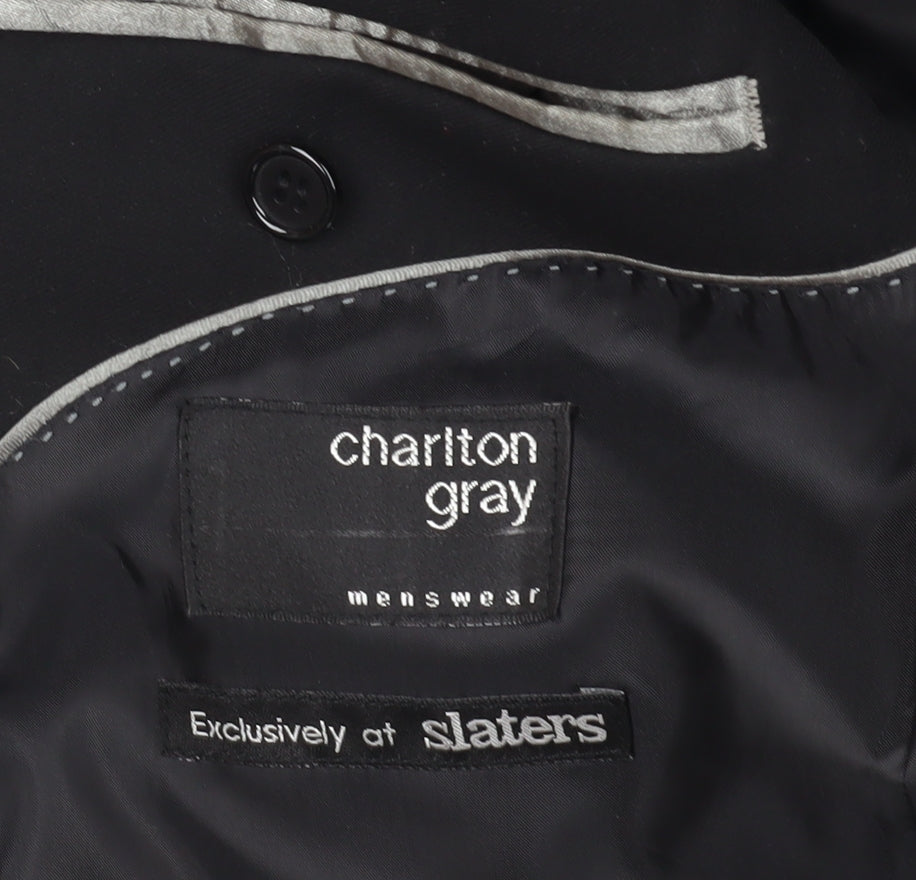 Mens UK Size 42 Charlton Gray Regular Black Suit Jacket