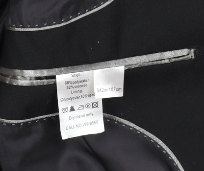 Mens UK Size 42 Charlton Gray Regular Black Suit Jacket