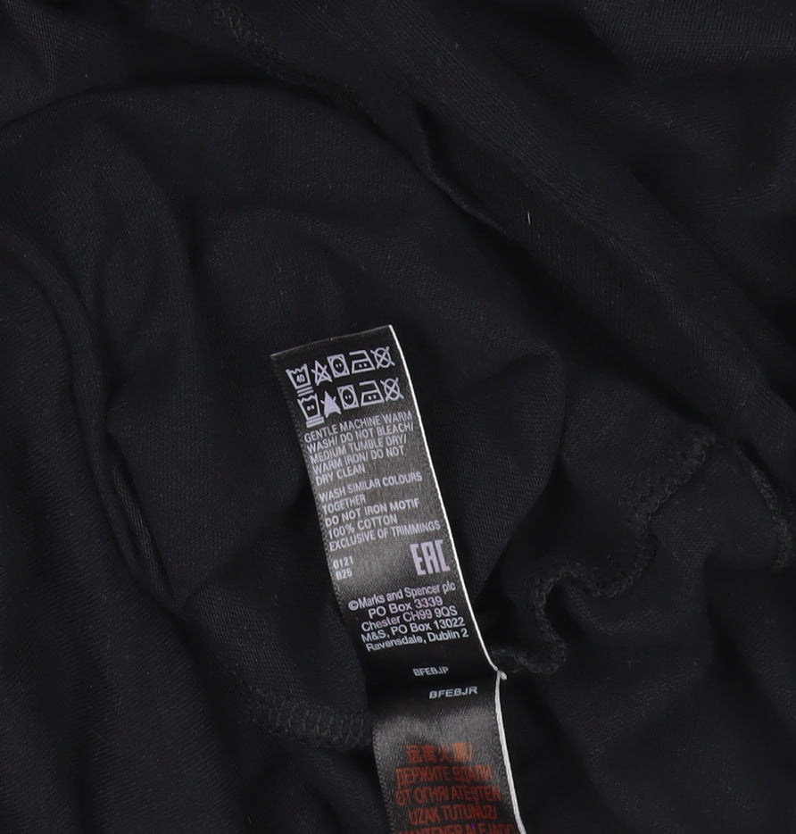 Womens UK Size 16 Marks and Spencer Black Basic T-Shirt