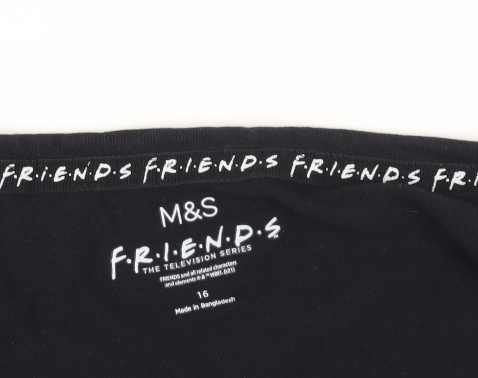 Womens UK Size 16 Marks and Spencer Black Basic T-Shirt