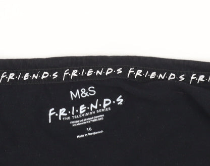 Womens UK Size 16 Marks and Spencer Black Basic T-Shirt