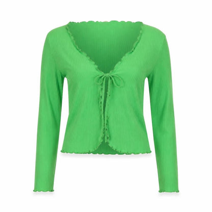 Womens UK Size S Urban Outfitters Green Wrap Blouse