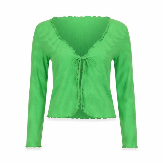 Womens UK Size S Urban Outfitters Green Wrap Blouse