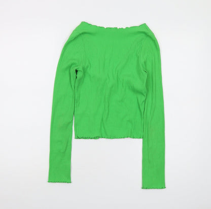 Womens UK Size S Urban Outfitters Green Wrap Blouse