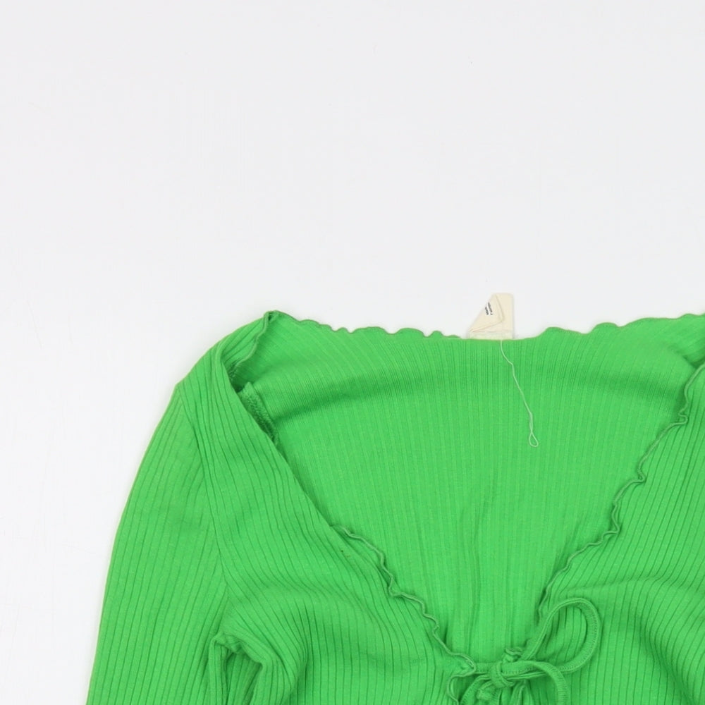 Womens UK Size S Urban Outfitters Green Wrap Blouse