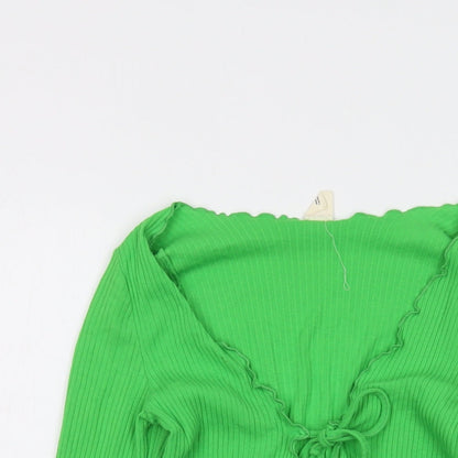 Womens UK Size S Urban Outfitters Green Wrap Blouse